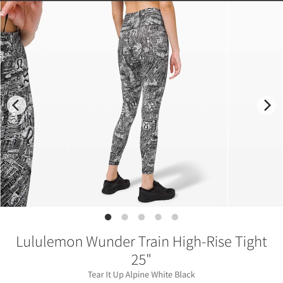 Lululemon GRAPHIC Wunder trains size 4 EUC!! Leggings black/white 25”